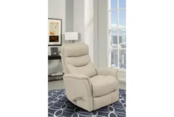 Gannon Leather Ivory Swivel Glider Rocker Recliner With Adjustable Headrest