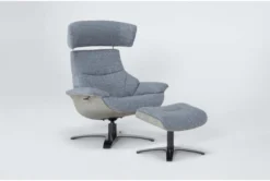 Raiden Blue Reclining Swivel Chair & Ottoman -Furniluxe 300129 blue fabric chair and ottoman set side 20