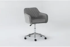Cassandra Grey Velvet Rolling Office Chair -Furniluxe 301762 grey velvet office chair side 19