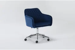 Cassandra Navy Velvet Rolling Office Chair -Furniluxe 301763 blue velvet office chair side 18