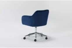 Cassandra Navy Velvet Rolling Office Chair -Furniluxe 301763 blue velvet office chair side 20