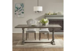 Bracken Natural/Grey 75" Pedestal Dining Table -Furniluxe 302206 natural wood dining table room 86