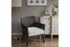 Fleming Black Cane Accent Chair -Furniluxe 302777 black wood accent chair room 85