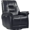 Crew Blackberry Leather Power Cordless Swivel Glider Rocker Recliner With Power Headrest & USB -Furniluxe 302795 black leather swivel glider recliner signature 01