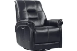 Crew Blackberry Leather Power Cordless Swivel Glider Rocker Recliner With Power Headrest & USB