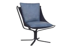 Leather Sling + Metal Base Accent Chair