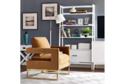 Evelyn Cognac Velvet Accent Chair -Furniluxe 304040 brown fabric accent chair room 85