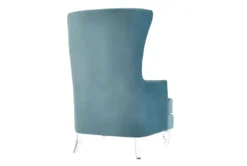 Talia Sea Blue Highback Accent Chair With Acrylic Legs -Furniluxe 304041 blue fabric accent chair back 82