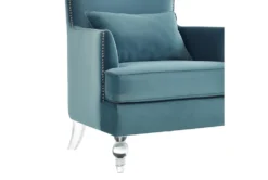 Talia Sea Blue Highback Accent Chair With Acrylic Legs -Furniluxe 304041 blue fabric accent chair detail 44