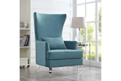 Talia Sea Blue Highback Accent Chair With Acrylic Legs -Furniluxe 304041 blue fabric accent chair room 85