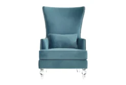 Talia Sea Blue Highback Accent Chair With Acrylic Legs