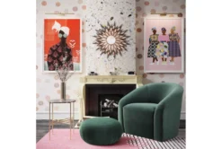 Maisy Forest Green Velvet Accent Chair + Ottoman Set -Furniluxe 304108 green fabric accent chair room 85