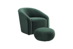 Maisy Forest Green Velvet Accent Chair + Ottoman Set