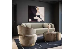 Marilyn Champagne Velvet Swivel Accent Chair -Furniluxe 304120 beige fabric accent chair room 85