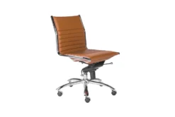 Sawtelle Faux Leather Cognac Low Back Armless Office Chair -Furniluxe 304204 orange leather office chair detail 44