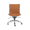 Sawtelle Faux Leather Cognac Low Back Armless Office Chair -Furniluxe 304204 orange leather office chair signature 01