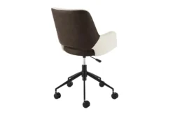 Mayfield Ivory Fabric & Brown Faux Leather Office Chair -Furniluxe 304220 beige leather office chair detail 47