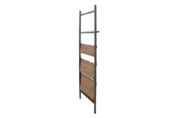 Fairway Dark Brown Wood Industrial 77" Bookcase -Furniluxe 304342 brown wood bookcase front 06