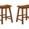 Marcel 18" Natural Saddle Dining Stool Set Of 2 -Furniluxe 304355 wood signature 01