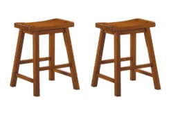 Marcel 18" Natural Saddle Dining Stool Set Of 2