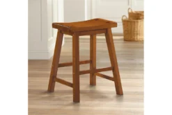 Marcel 18" Natural Saddle Dining Stool Set Of 2 -Furniluxe 304355 natural wood dining chair room 86