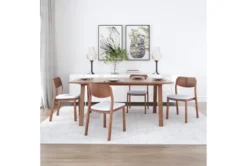 Modern Light Grey And Walnut Dining Chair -Furniluxe 304469 grey wood dining chair room 85