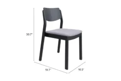 Modern Grey & Black Dining Chair Set Of 2 -Furniluxe 304470 grey wood dining chair detail 50
