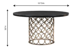 Tina Brass 55" Round Dining Table -Furniluxe 304603 brown wood dining table detail 44