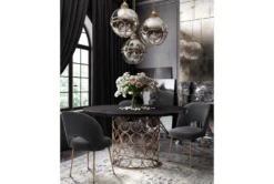 Tina Brass 55" Round Dining Table -Furniluxe 304603 brown wood dining table room 85