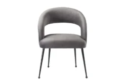 Rishi Grey Velvet Dining Chair -Furniluxe 304631 grey fabric dining chair front 02