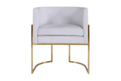 Elle Grey Velvet Dining Side With Gold Leg -Furniluxe 304639 grey fabric dining chair front 02