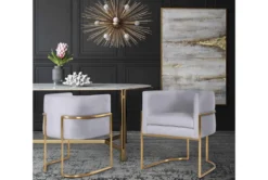 Elle Grey Velvet Dining Side With Gold Leg -Furniluxe 304639 grey fabric dining chair room 85
