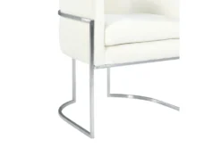 Elle Cream Velvet Dining Chair With Silver Leg -Furniluxe 304640 white fabric dining chair detail 44