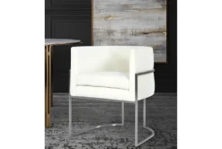 Elle Cream Velvet Dining Chair With Silver Leg -Furniluxe 304640 white fabric dining chair side 14
