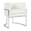 Elle Cream Velvet Dining Chair With Silver Leg 2 Elle Cream Velvet Dining Chair With Silver Leg -Furniluxe 304640 white fabric dining chair signature 01