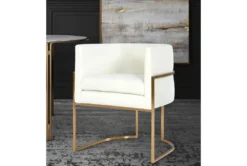 Elle Cream Velvet Dining Chair With Gold Leg -Furniluxe 304641 white fabric dining chair side 15