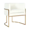 Elle Cream Velvet Dining Chair With Gold Leg -Furniluxe 304641 white fabric dining chair signature 01