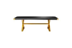 Adeline Black Lacquer 95" Dining Table 13 Adeline Black Lacquer 95" Dining Table -Furniluxe 304675 black wood dining table front 03