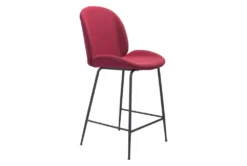 Red Scooped Counter Stool