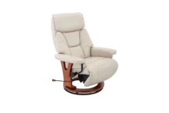 Nigel Cobblestone Faux Leather Swivel Recliner With Adjustable Headrest