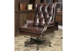 Dundee Leather Rolling Desk Chair