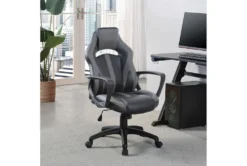 Zyair Black Faux Leather With Grey Gaming Chair -Furniluxe 306033 room 85