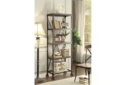 Tenino 74.5" Bookcase -Furniluxe 306055 brown wood bookcase room 86
