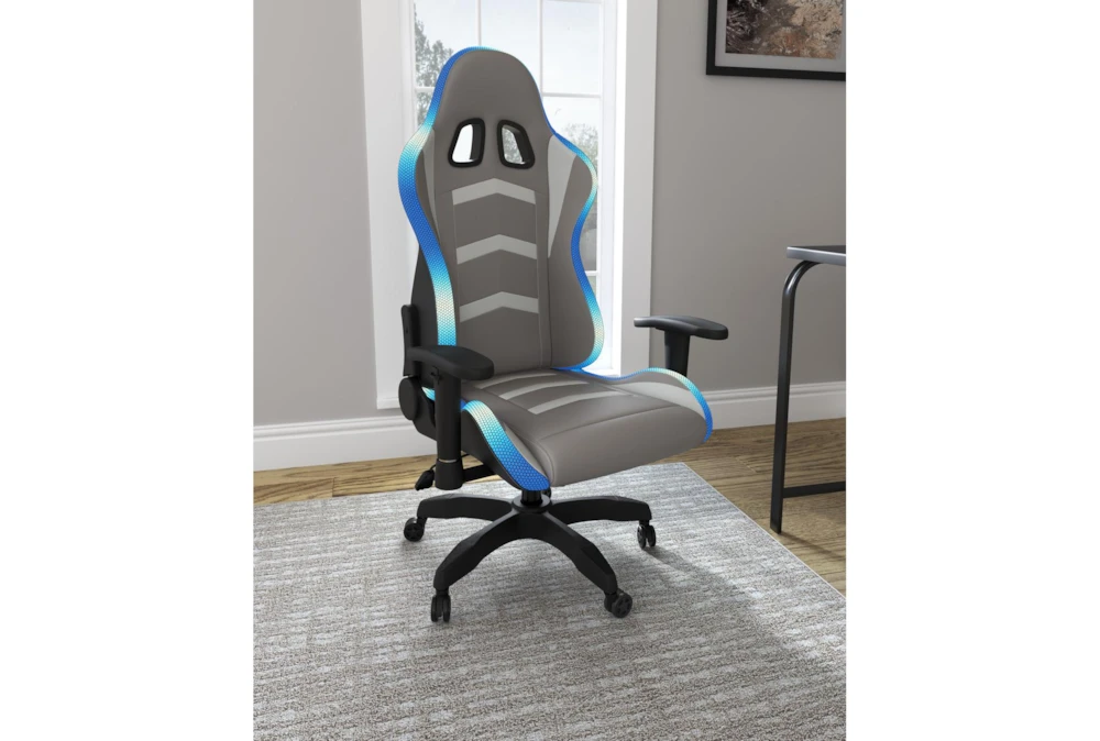 Alderton White & Gray Gaming Chair With Led Lighting 11 Alderton White & Gray Gaming Chair With Led Lighting - Image 9