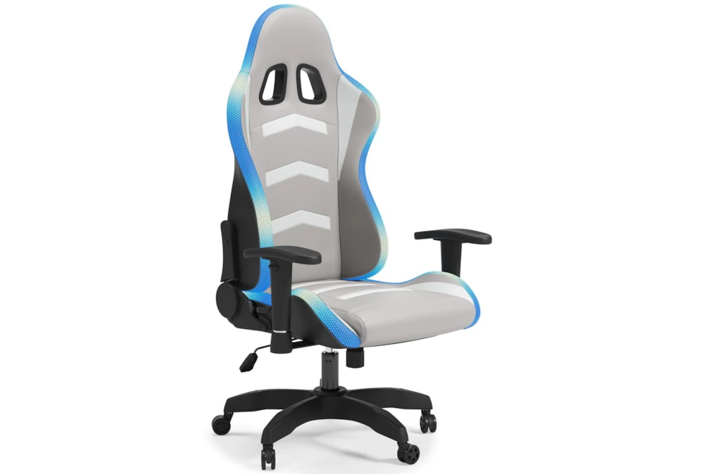 Alderton White & Gray Gaming Chair With Led Lighting 3 Alderton White & Gray Gaming Chair With Led Lighting