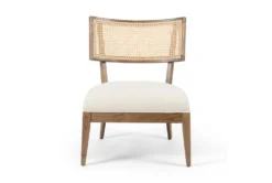 Solid Beech + Cane Back Accent Chair -Furniluxe 306923 beige polyester accent chair front 02