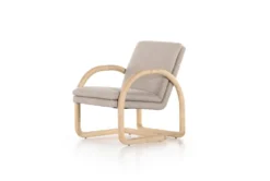 Taupe + Solid Ash Curved Frame Accent Chair