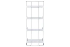Eugene 4-Shelf Bookcase White High Gloss And Chrome -Furniluxe 307920 back 82