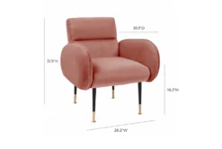 Mae Salmon Velvet Accent Chair -Furniluxe 308142 pink fabric accent chair front 02