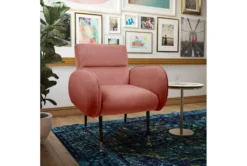Mae Salmon Velvet Accent Chair -Furniluxe 308142 pink fabric accent chair room 85